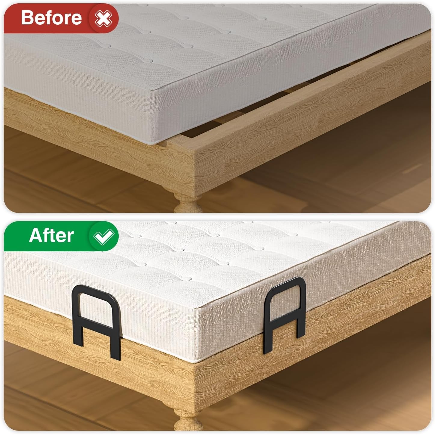niffgaff 6 Pcs Anti-Slip Mattress Gaskets: Mattress Gripper for Metal Frame