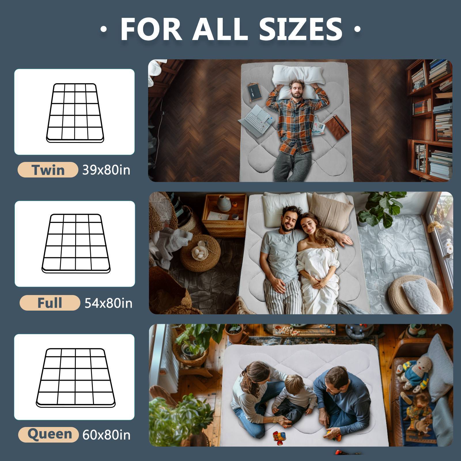 MOPHOTO Japanese Floor Mattress 3.5″ Thick Roll Up Sleeping Tatami Mat Futon Pad