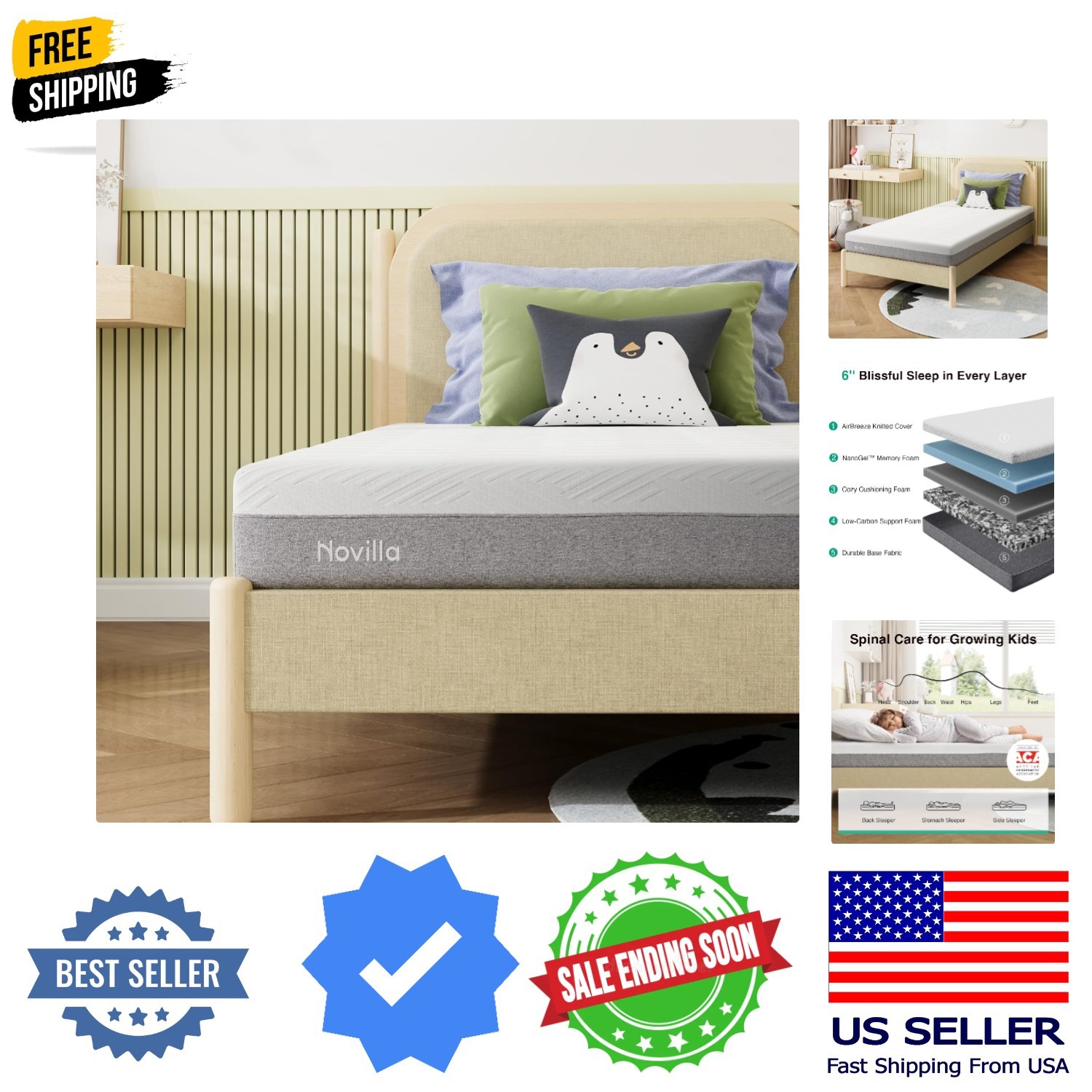 Twin Mattress 6 Inch, Gel Twin Memory Foam Mattressess in a Box for Supportiv…
