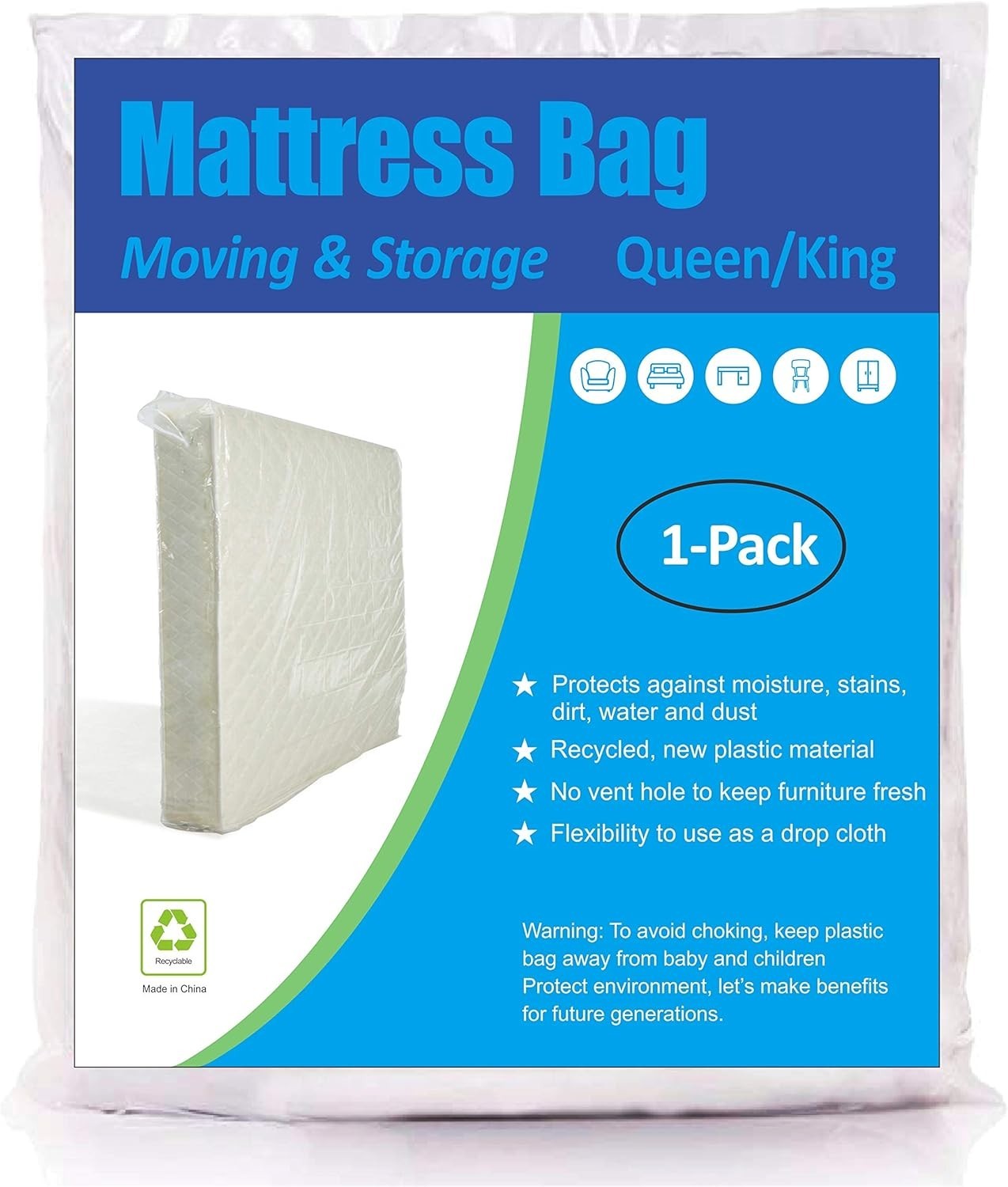 Matress Protective Bag – Lightweight Polyethylene, 1.5 Mil Thickness, 100″L