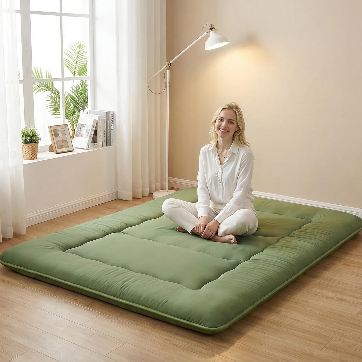 3-Layer 2.5″ Japanese Futon Mattress – Portable & Multi-Functional Green Comfort