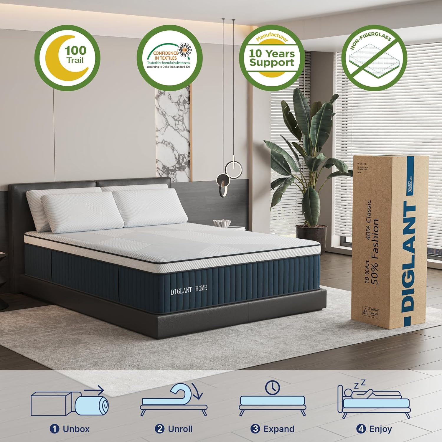 14″ King Size Plush Memory Foam Hybrid Mattress with Edge Support & Comfort