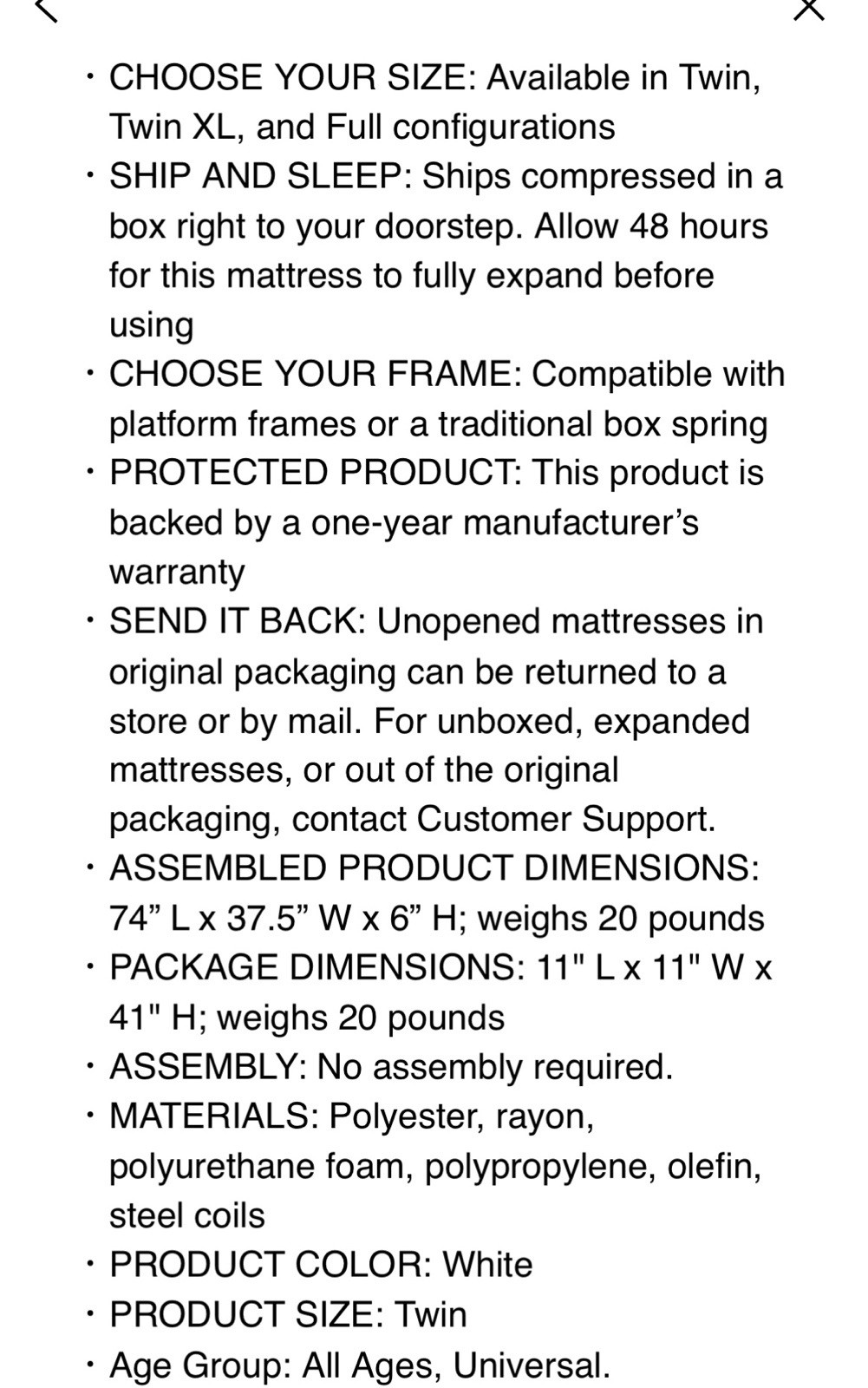 NEW Mainstays WMMS06TTGRSP2 6″ Innerspring Coil Mattress, Twin