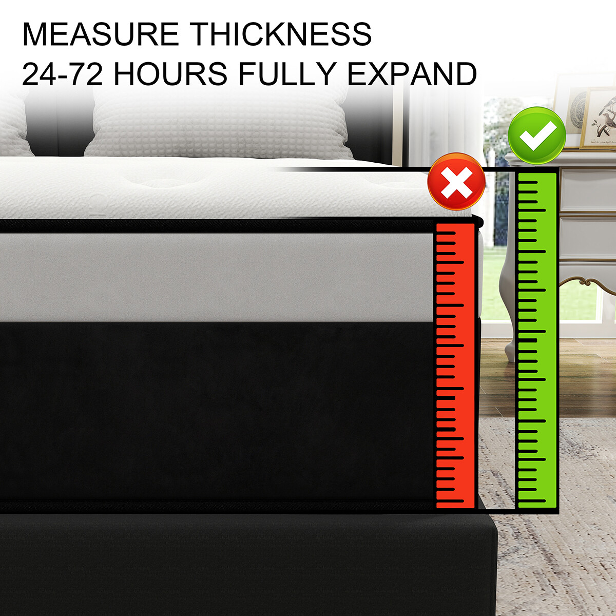 12″ 14″ Gel Memory Foam Mattress Twin Full Queen King Hybrid Spring Bed In A Box