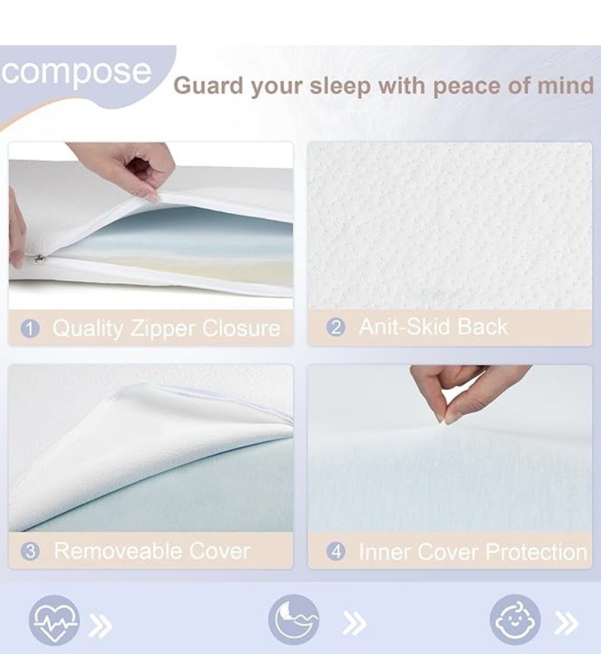Neoborn Baby Bassinet Mattress Topper-30″ x 18″ x 2″ Dual Sided Gel Memory NIB!