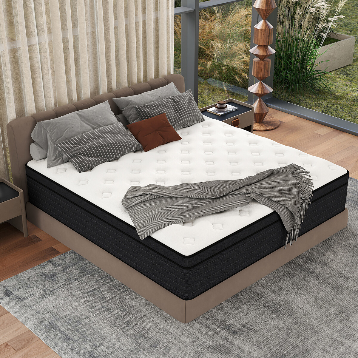 14/12/10 Inch Twin Full Queen King Mattress Memory Foam Spring Hybrid In A Box