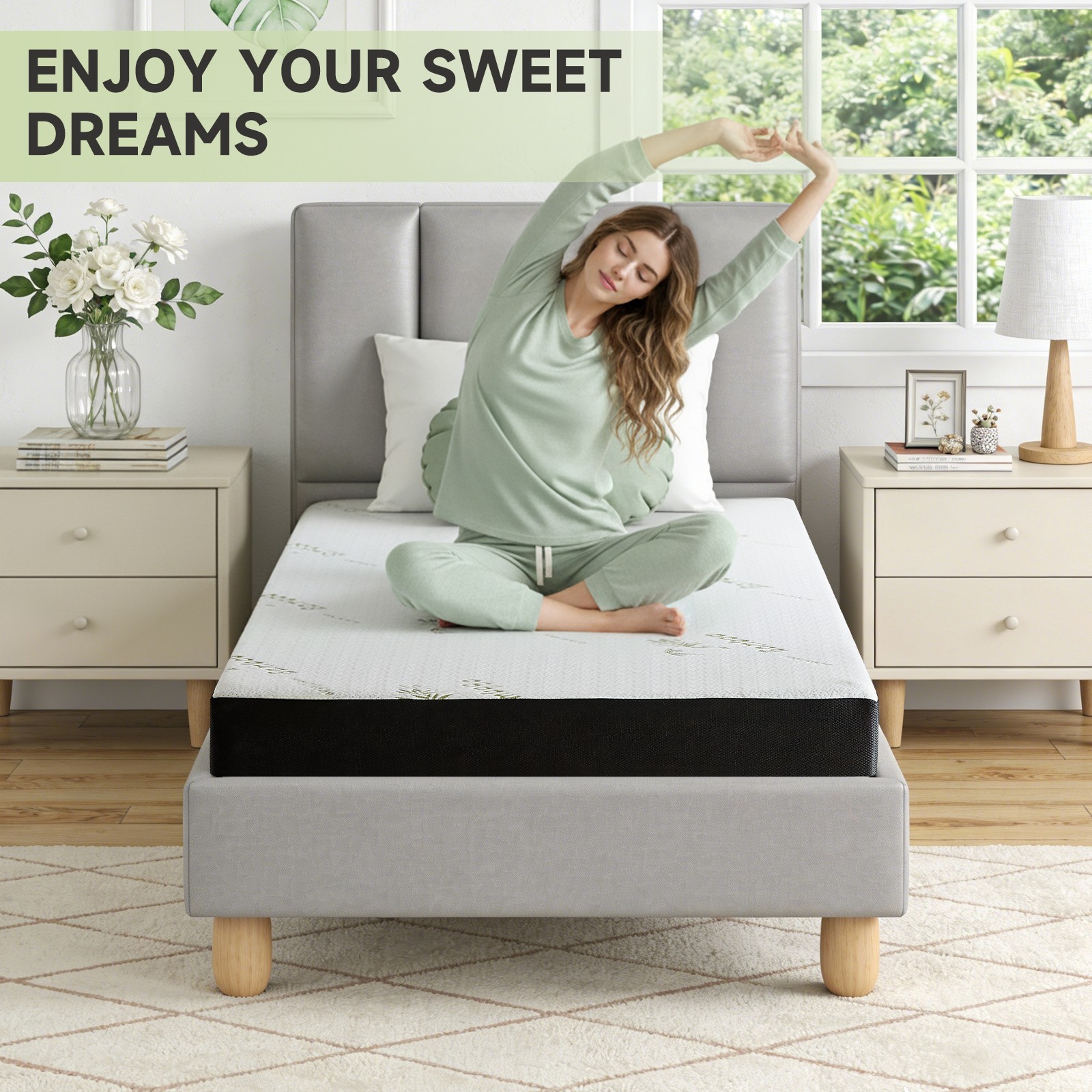 5″ 6″ Waterproof Memory Foam Mattress with Breathable soft Bamboo Cover in a Box