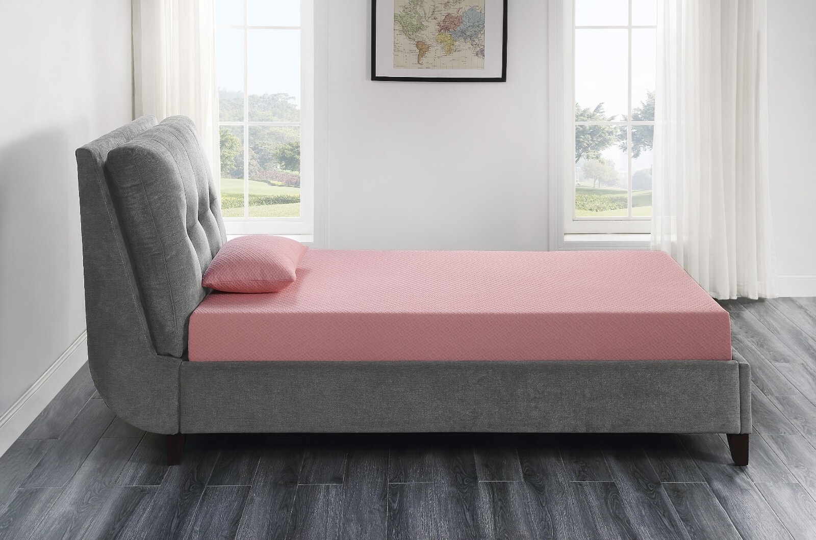 7″ Twin Size Memory Foam Mattress and Pillow Set, Pink, Breathable Double Layer