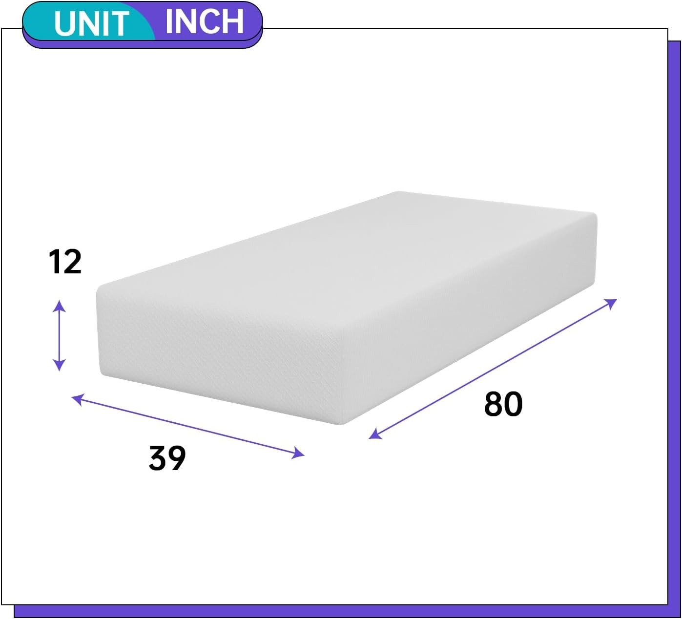 Cooler Sleep 12 Inch Medium-Firm Twin XL Mattress – Gel Memory Foam Comfort