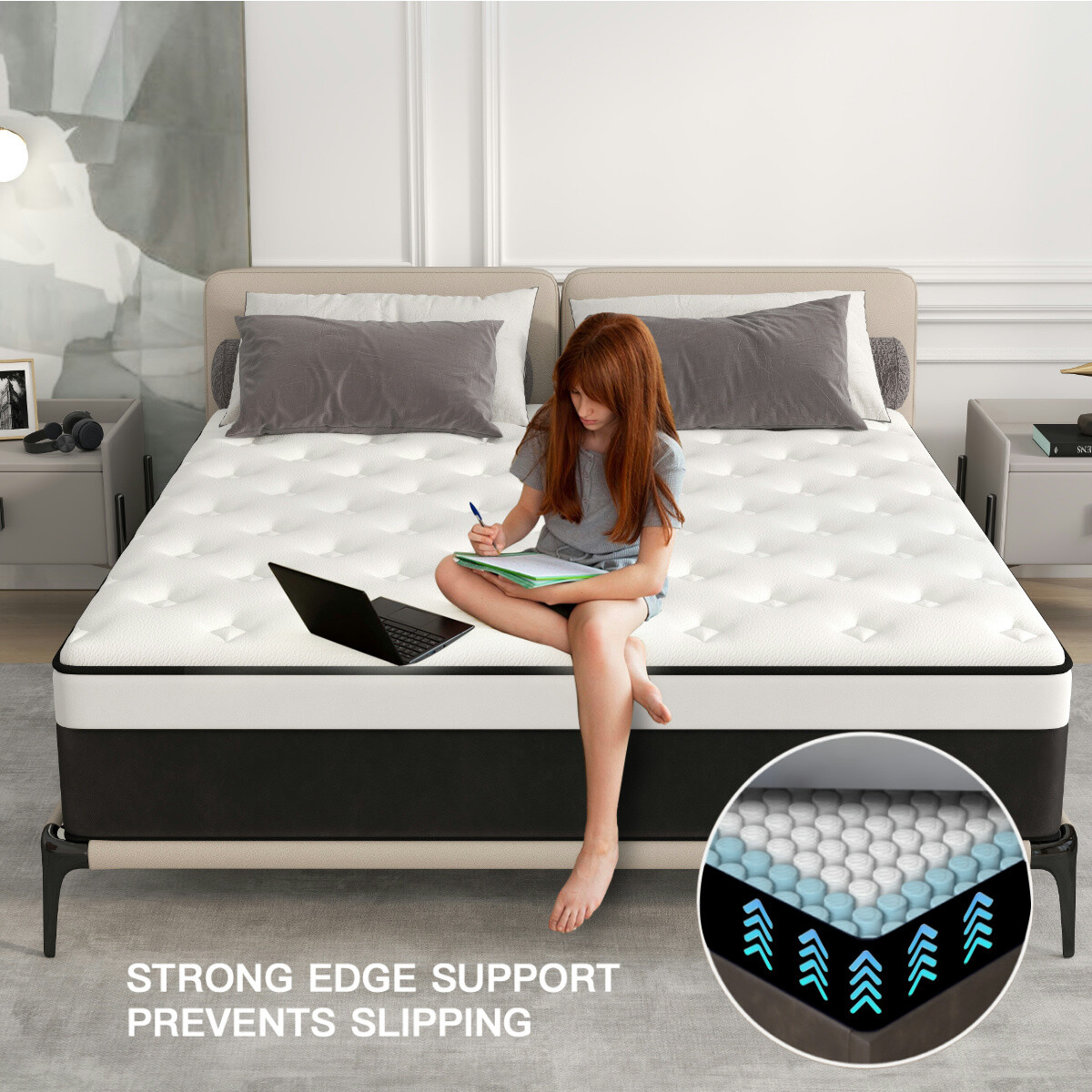 10″ 12″ 14″ Hybrid Mattres Memory Foam Spring Twin Full Queen King Bed in a Box