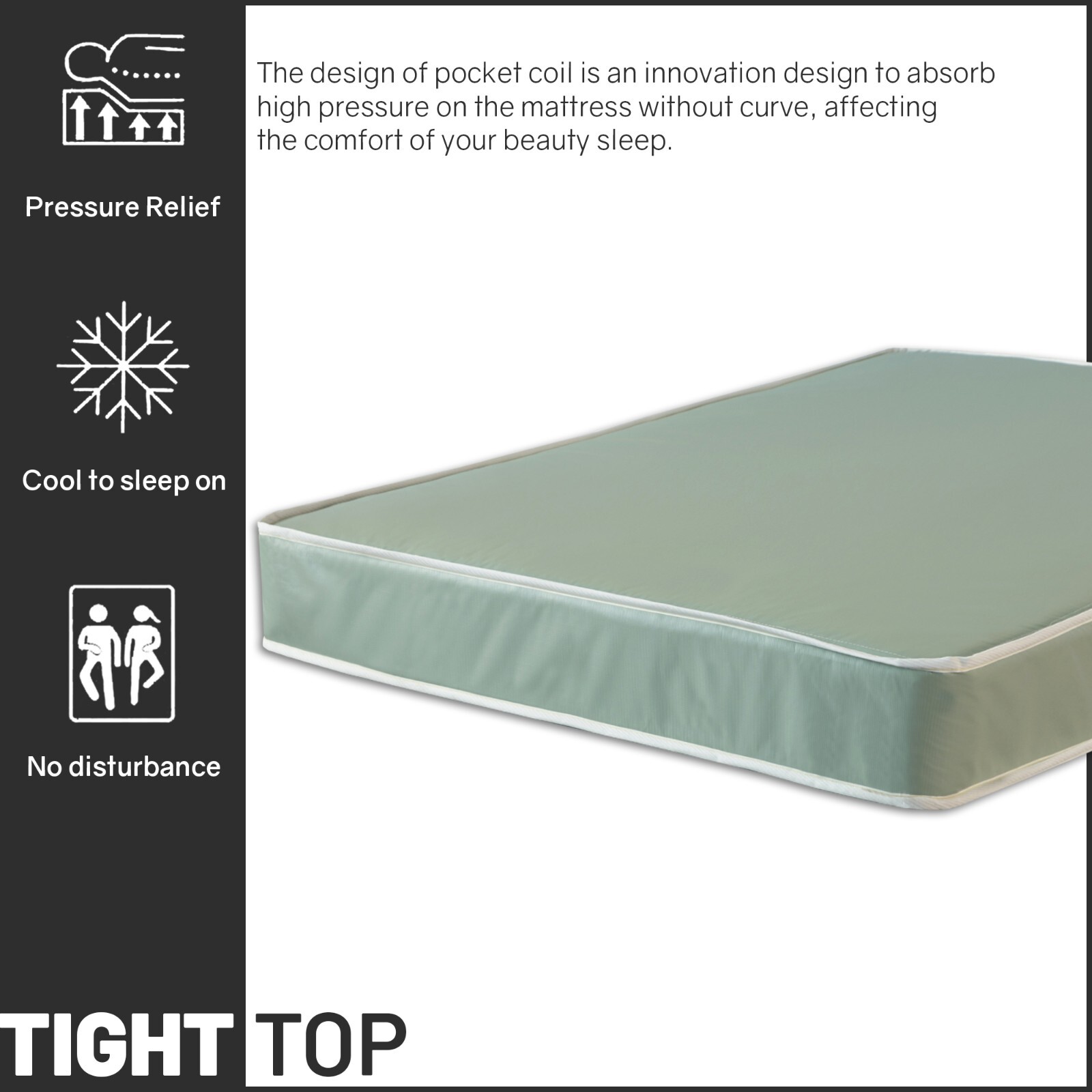 Continental Sleep, 9-Inch Water Proof Vinyl Medium Firm Pocket Coil Mattress