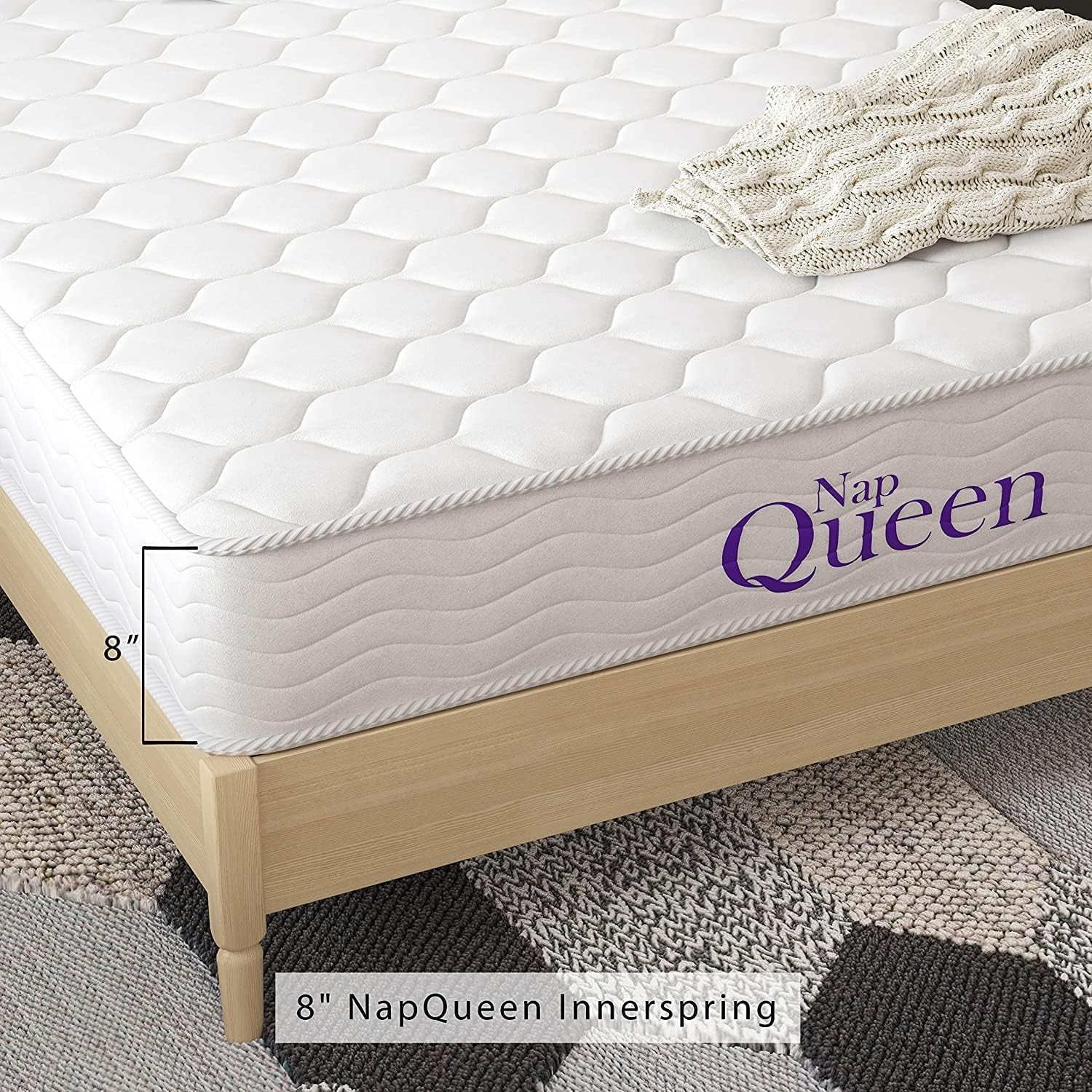 8 Inch Innerspring Queen Size Medium Firm Memory Foam Mattress, Bed in a Box,…
