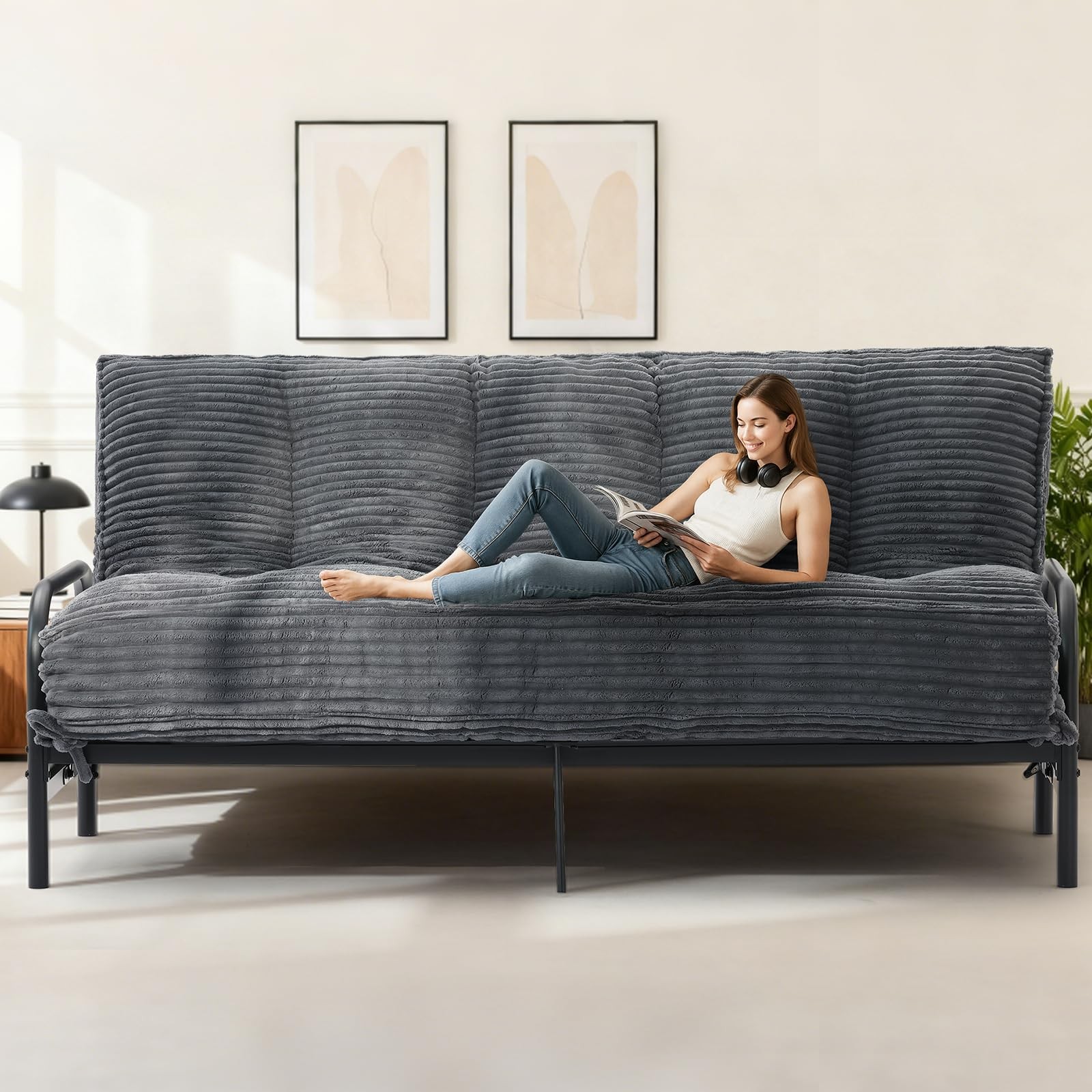 feliz home 10″ Futon Mattress Queen Size,Futons Sofa Couch Bed with Straps, T…