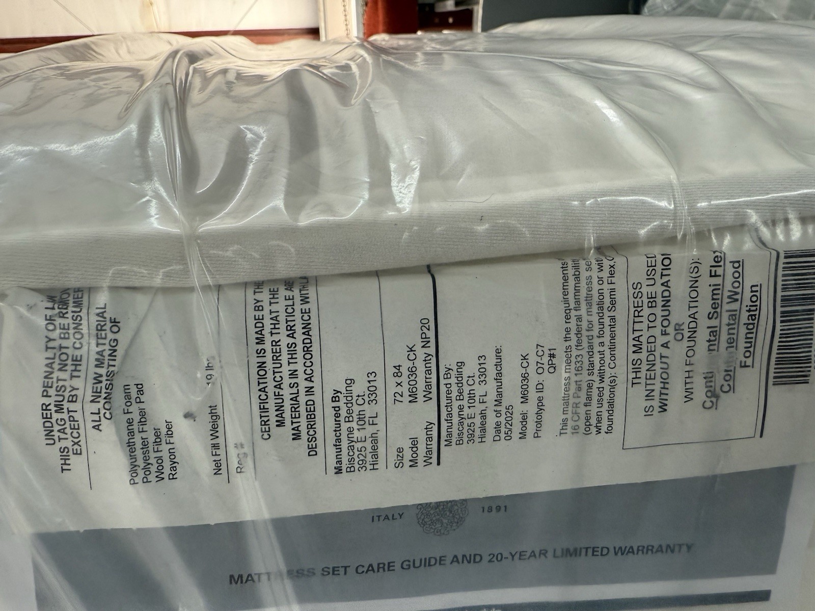 SFERRA BOLANO EXTRA FIRM CALIFORNIA KING LUXURY MATTRESS NEW CLEARANCE FAST SHIP