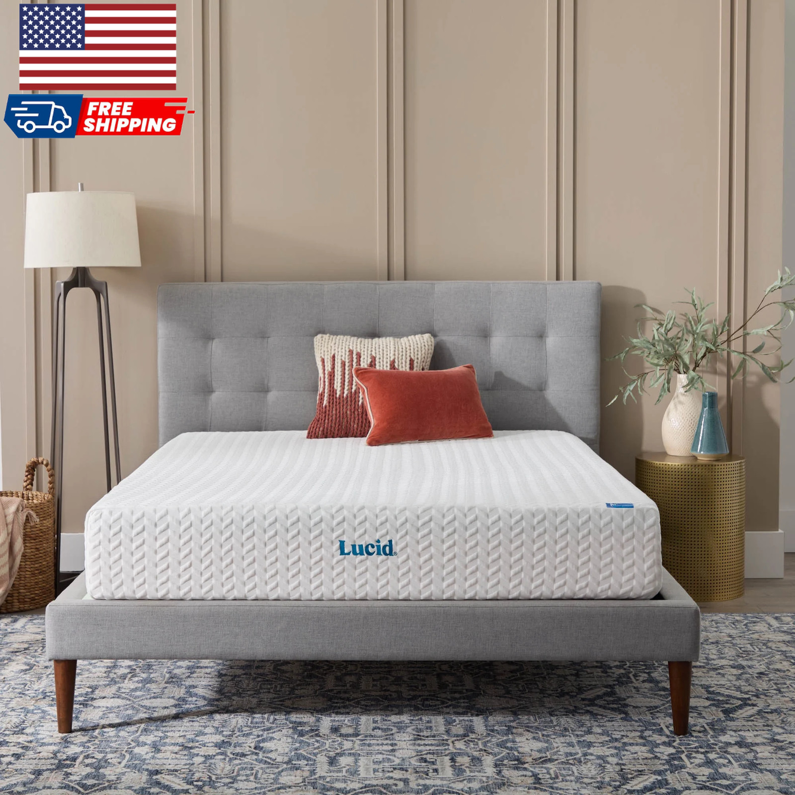 Lucid Refresh 10″ Dual-Layer Gel Memory Foam Mattress Firm Cooling Bed in a Box
