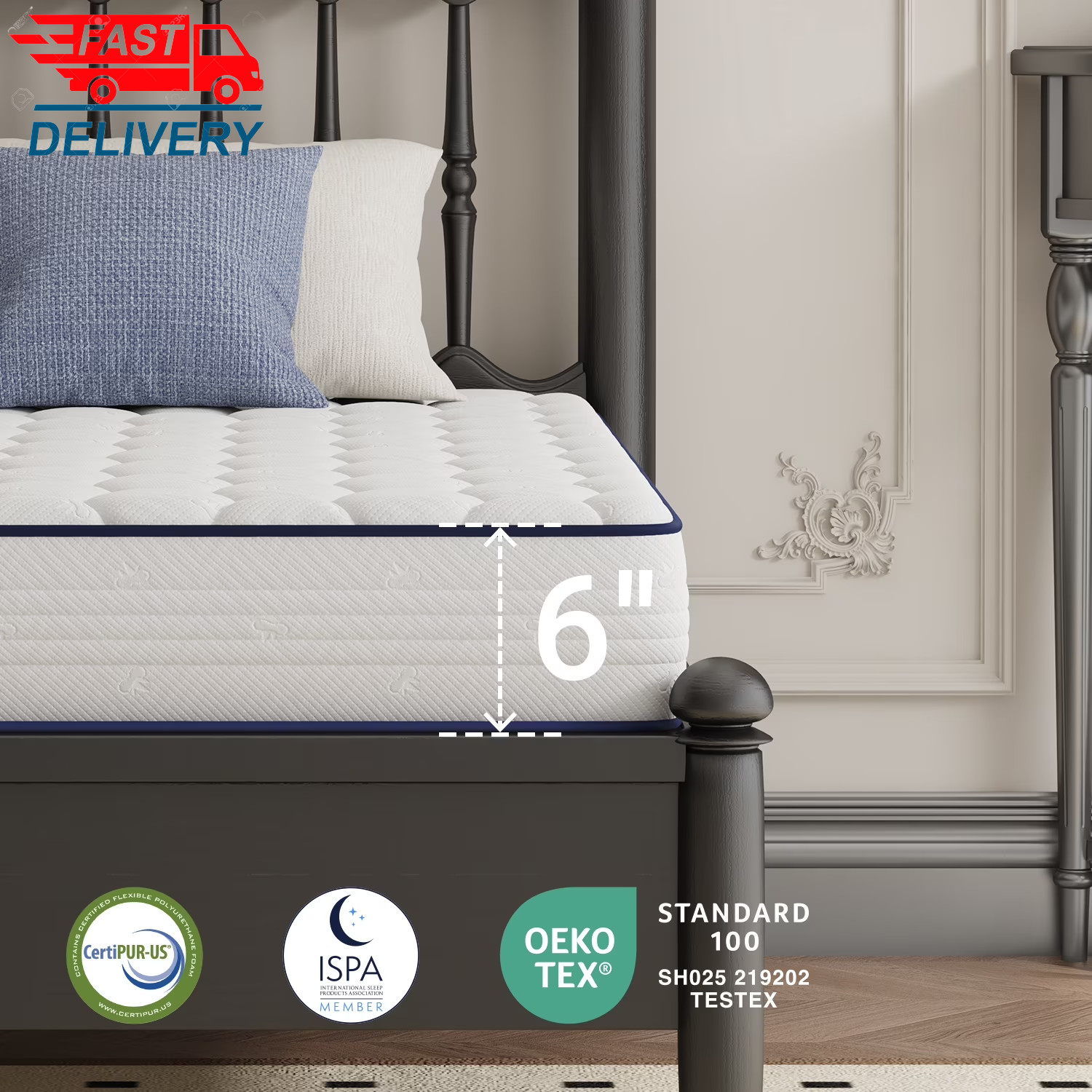 Pearl 6″ Twin Size Medium Adult Supportive Innerspring Mattress 👌 ✅