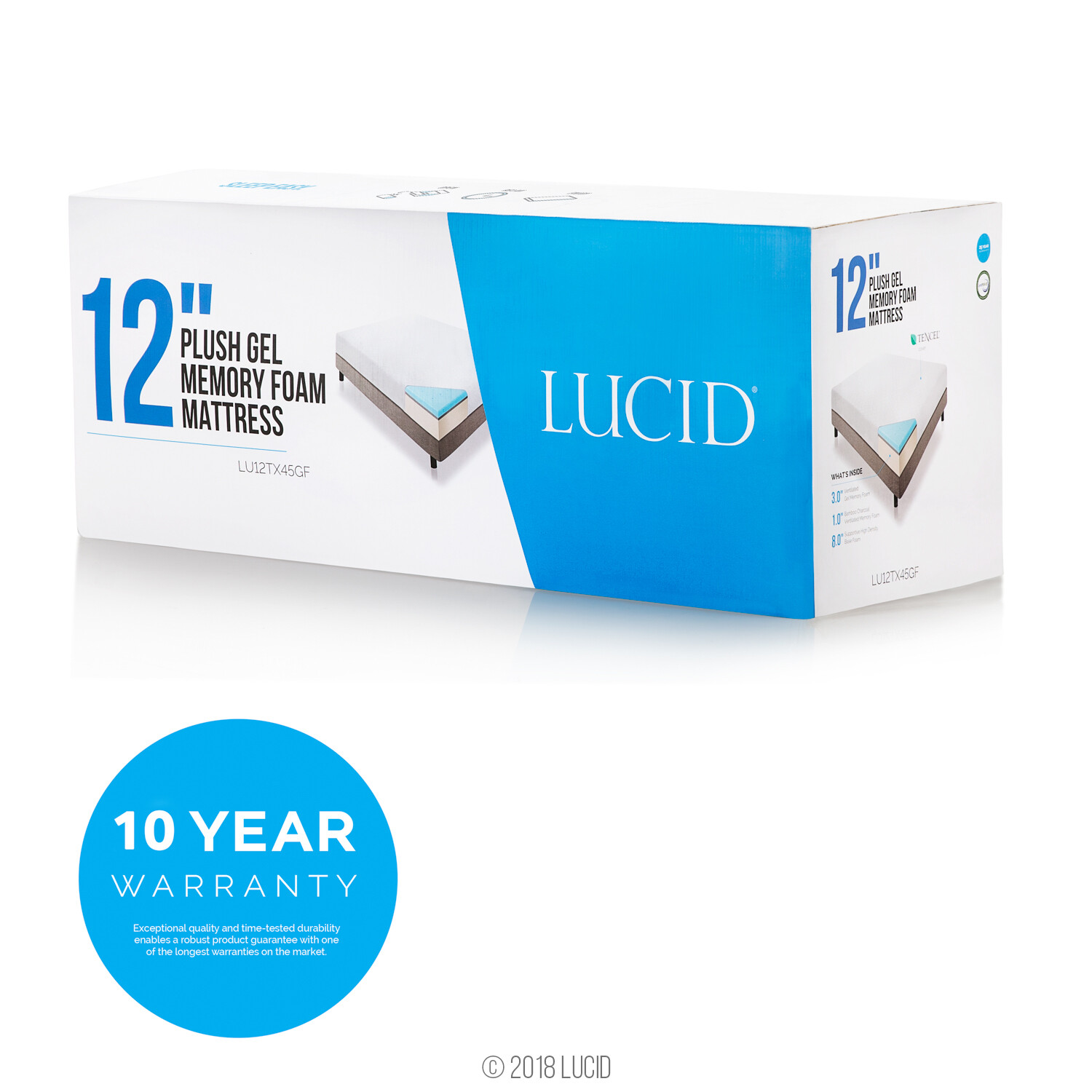 LUCID 6, 8, 10, and 12 Inch Gel Memory Foam Mattress – Twin Full Queen and King
