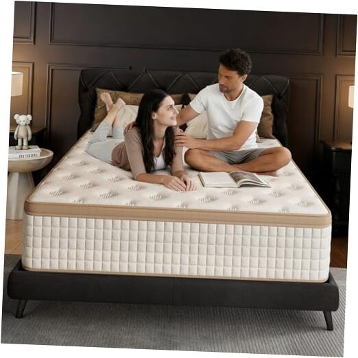 12 Inch Queen Mattress – Queen (U.S. Standard) White/Beige 12 Inch Medium Firm