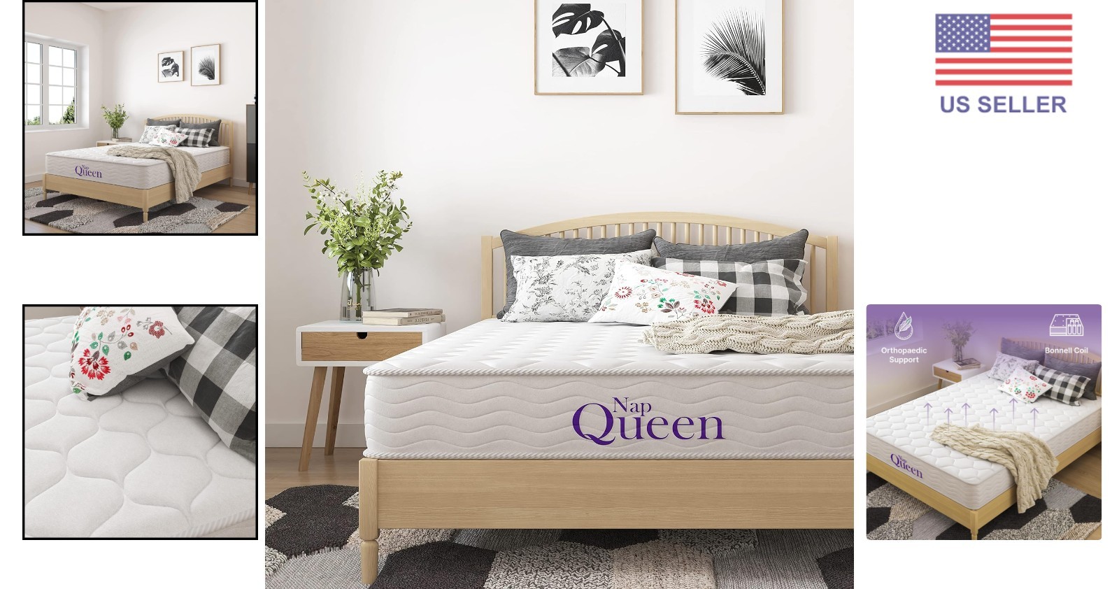 Water Resistant 8 Inch Bonnell Coil Queen Mattress – Memory Foam Comfort