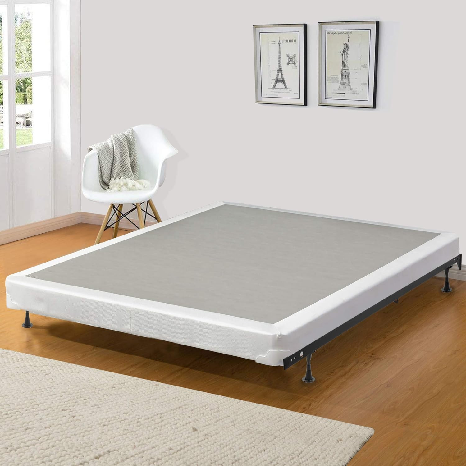 Fully Assembled Low Profile Metal Traditional Boxspring/Foundation for Mattress,