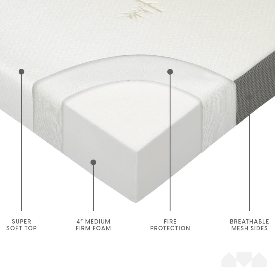 Washable Cover Full Tri Fold Mattress 75x52x4 Inches