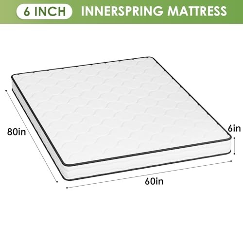 Queen Mattress 6 Inch Medium Firm Hybrid Pocket Spring Foam Breathable Bed in a