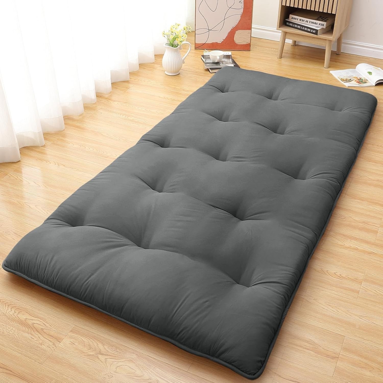 Japanese Futon Floor Mattress, Thick Foldable Tatami Mat for Sleeping Guest Room