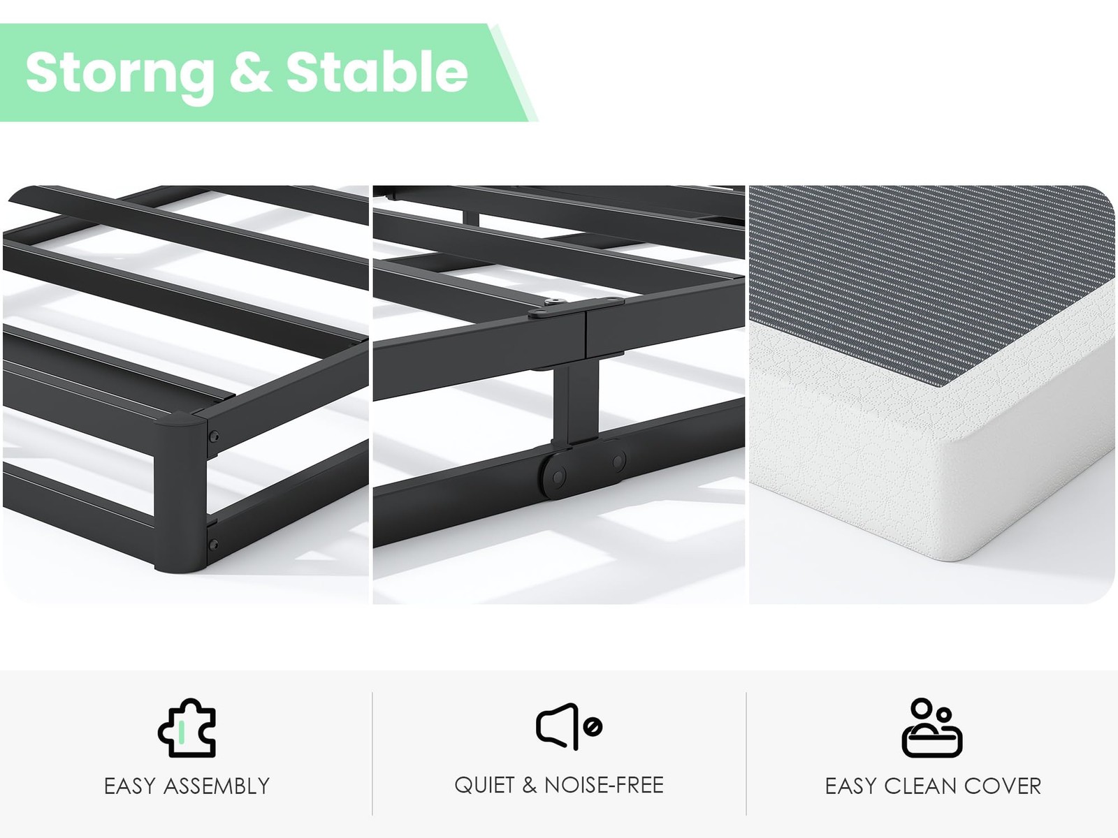 QEROMY 5 Inch Low Profile Box Spring, Sturdy Metal Frame Queen, 5