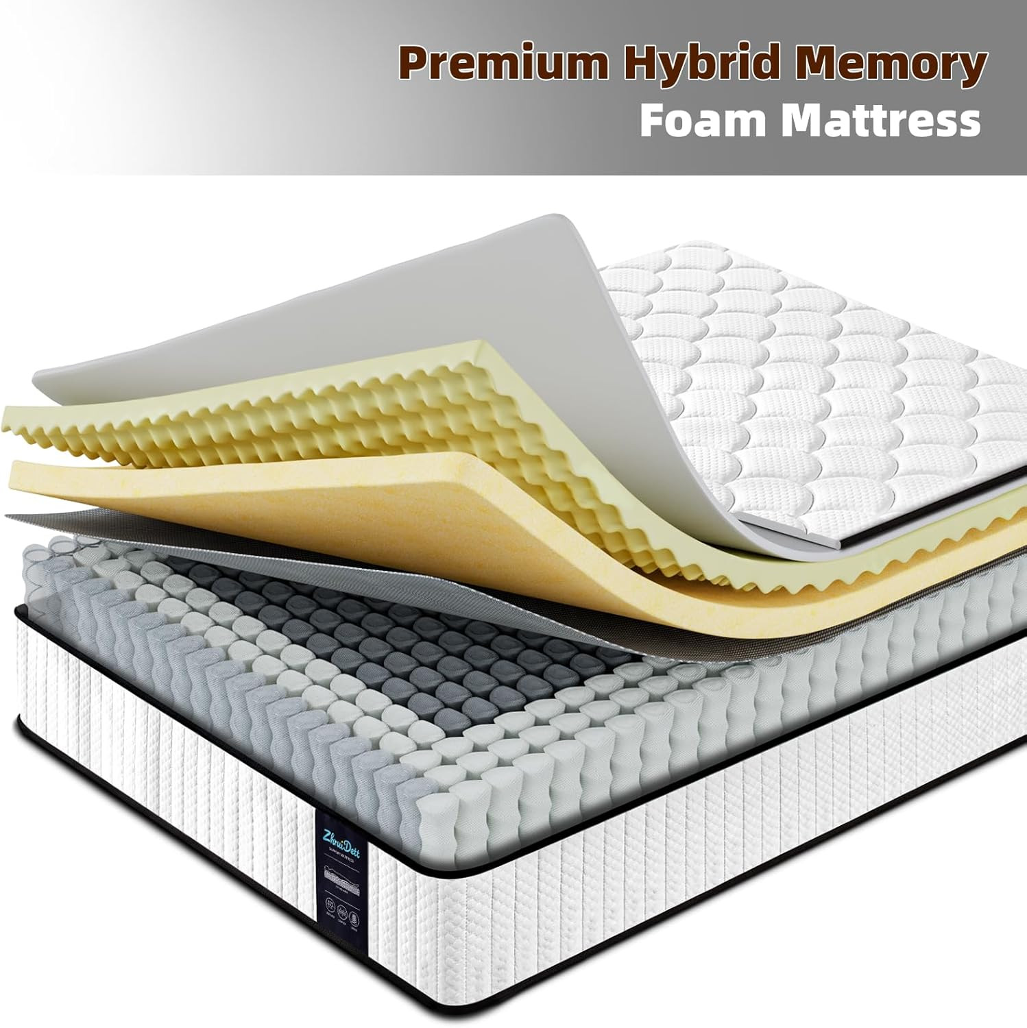 10 Inch Twin Hybrid Mattress with Memory Foam & Pocket Springs for Comfort