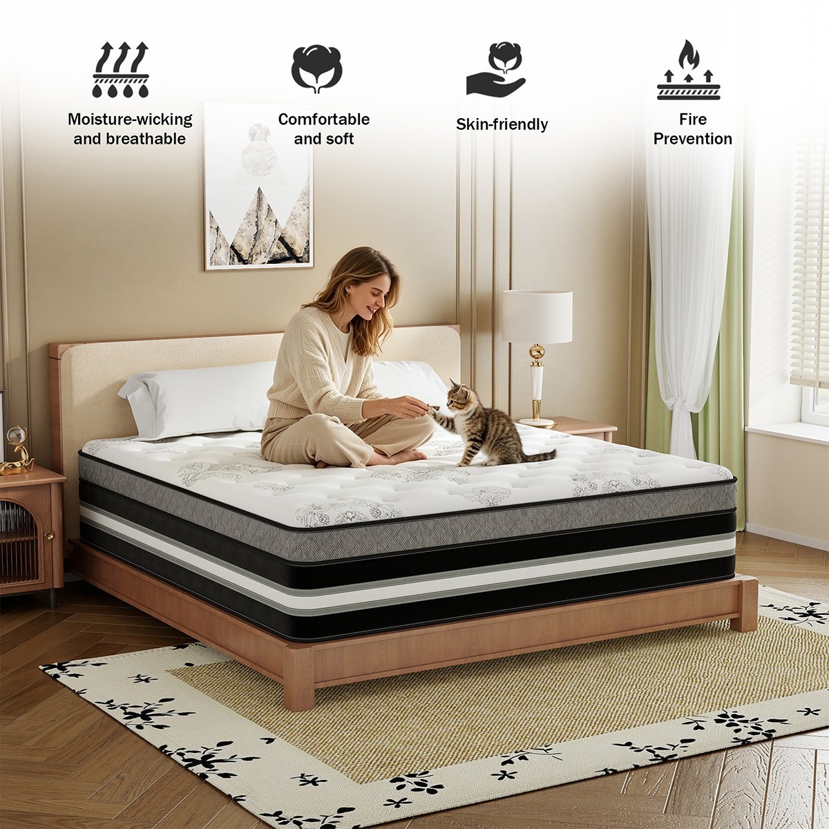 12″/14″ Queen Mattress in a Box Gel Memory Foam Hybrid Spring Twin Full King