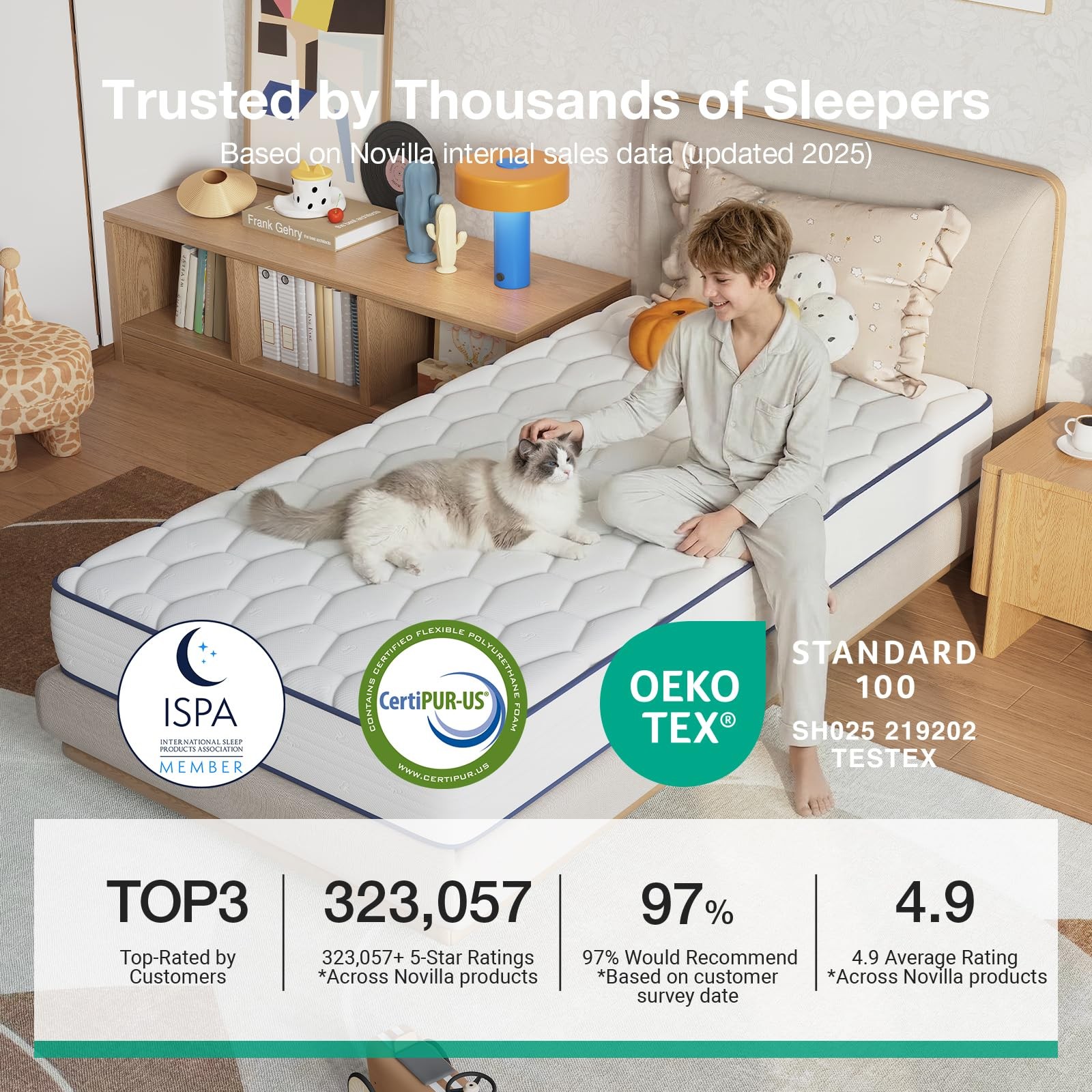 6 Inch Twin Mattress,Bonnell Spring Hybrid Mattresses for Spine Support & Coo…