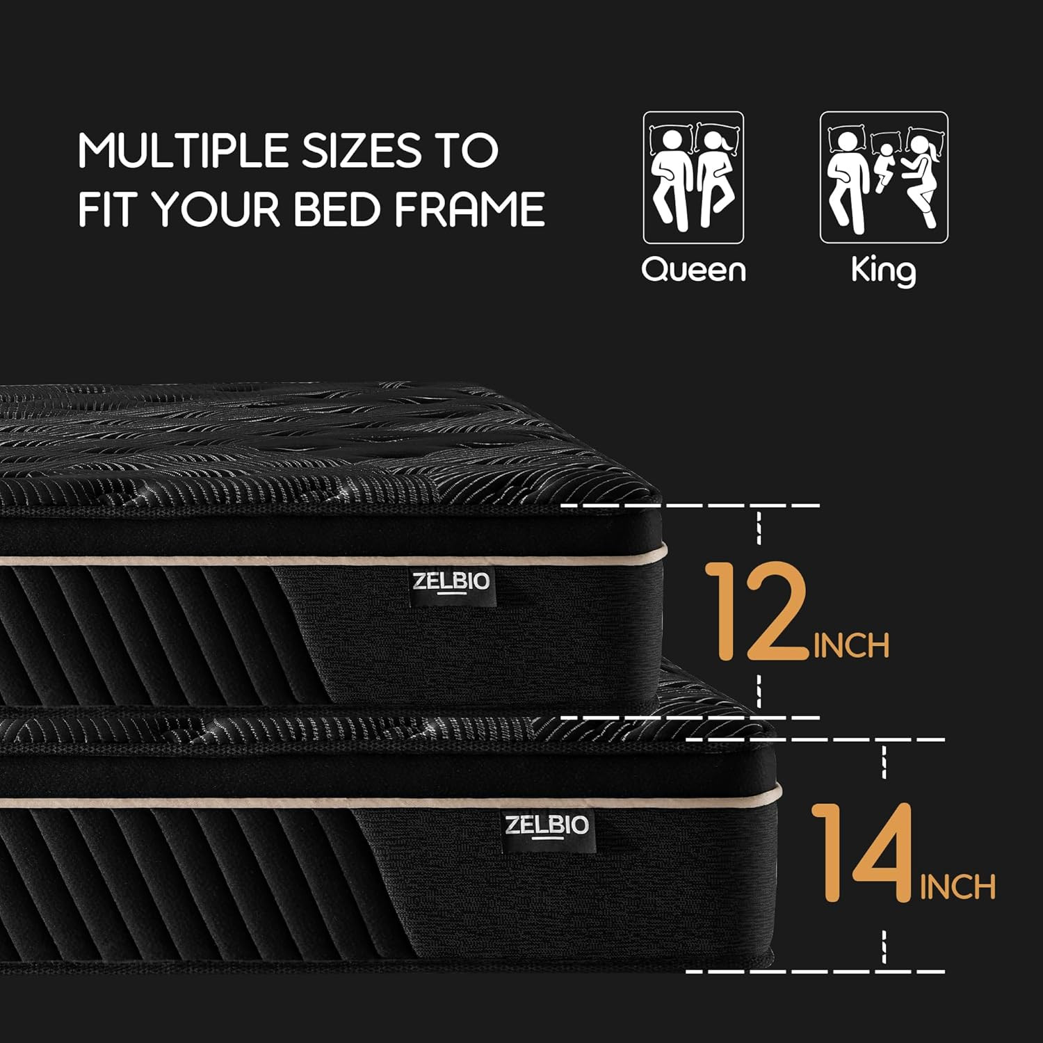 Queen Mattress,14 Inch Hybrid Gel Memory Foam Mattress, Pocket Coil Mattress for