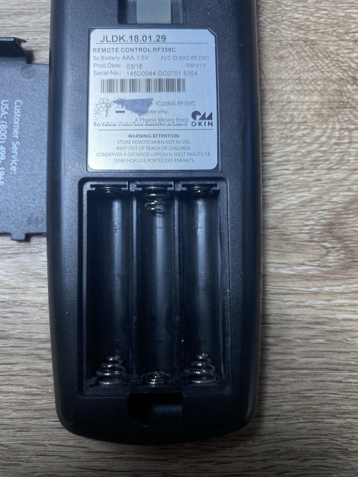OEM Sealy Ease 1.0 Remote Control RF358C JLDK.18.01.29 PREOWNED