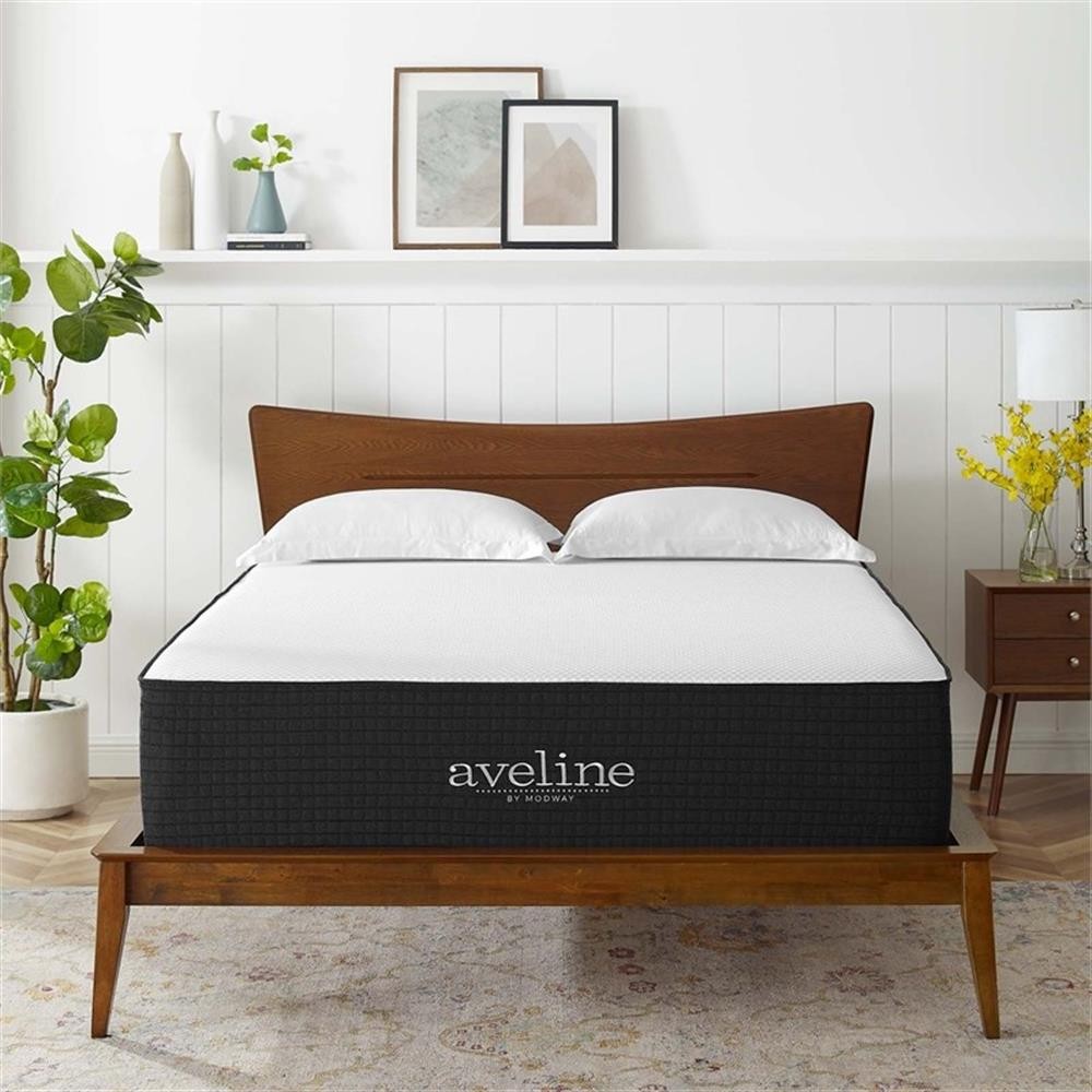 Bowery Hill Contemporary 16″ Memory Foam Queen Mattress in White