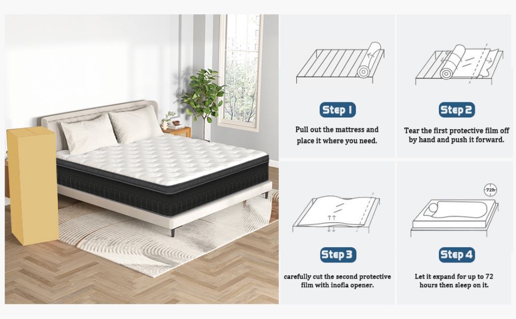 10″ 12″ 14″ Twin Full Queen King Mattress Hybrid Foam Pocket Coils Bed In a Box