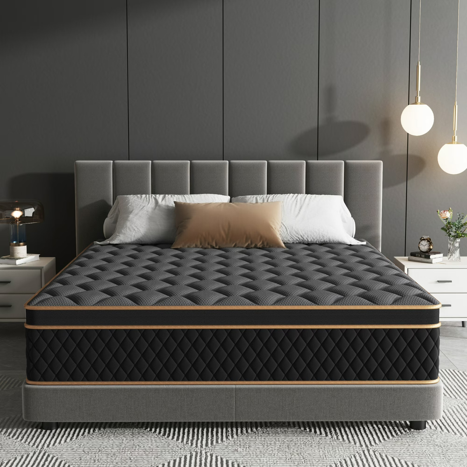 12″ Colchon King Gel Memory Foam Hibrido Cama King Medium Firm Mattress Hybrid
