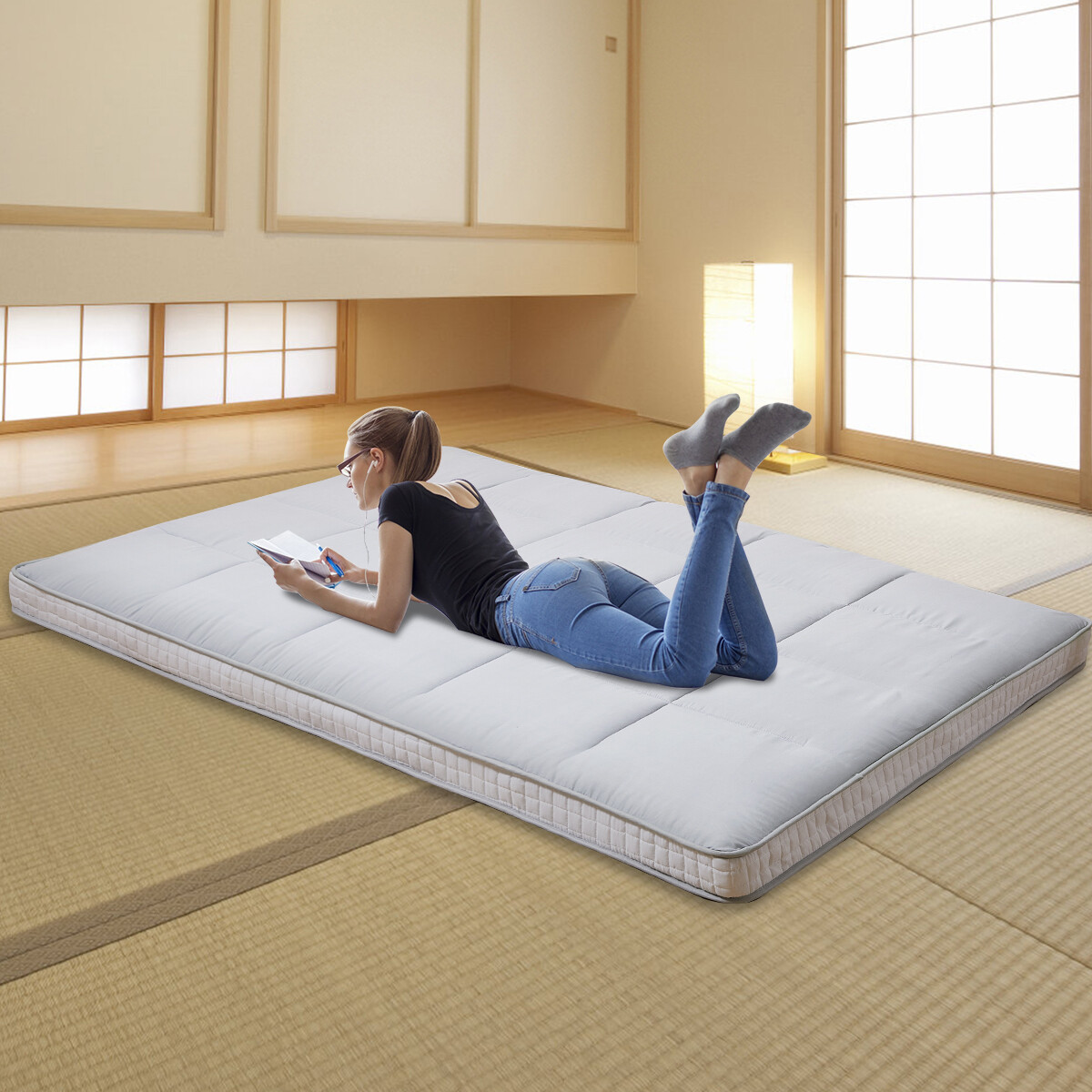 NAIZEA Floor Mattress Japanese Futon Mat Tatami Floor Cushion Twin/Full/Queen