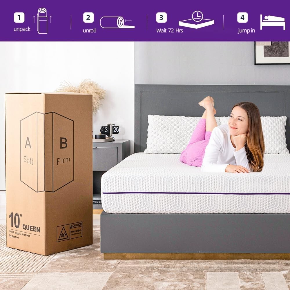 Removable Cover Gel Memory Foam Mattress – 6 Inch Full, Dual Firmness Options
