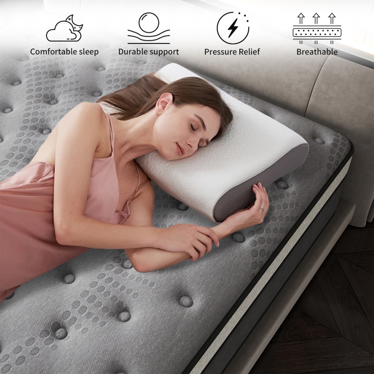 12″/14″ Mattress in a Box Gel Memory Foam Pocket Spring Twin Full Queen King