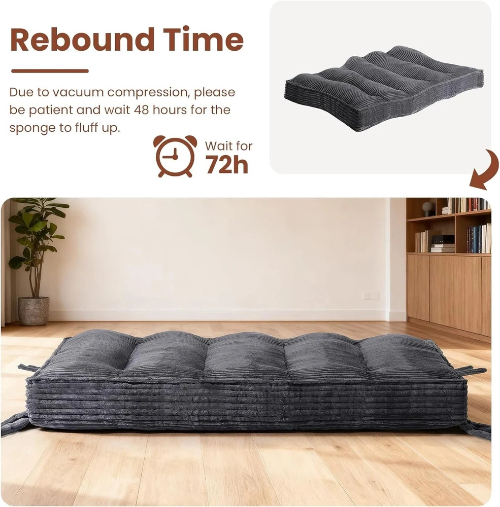 10″ Futon Mattress Queen Size Futons Sofa Couch Bed with Straps Thick Corduroy