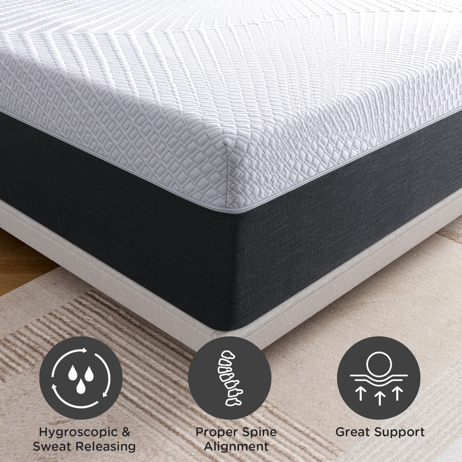 8/10/12 In No-Noise Gel Memory Foam Mattress Twin Full Queen King Szie Mattress