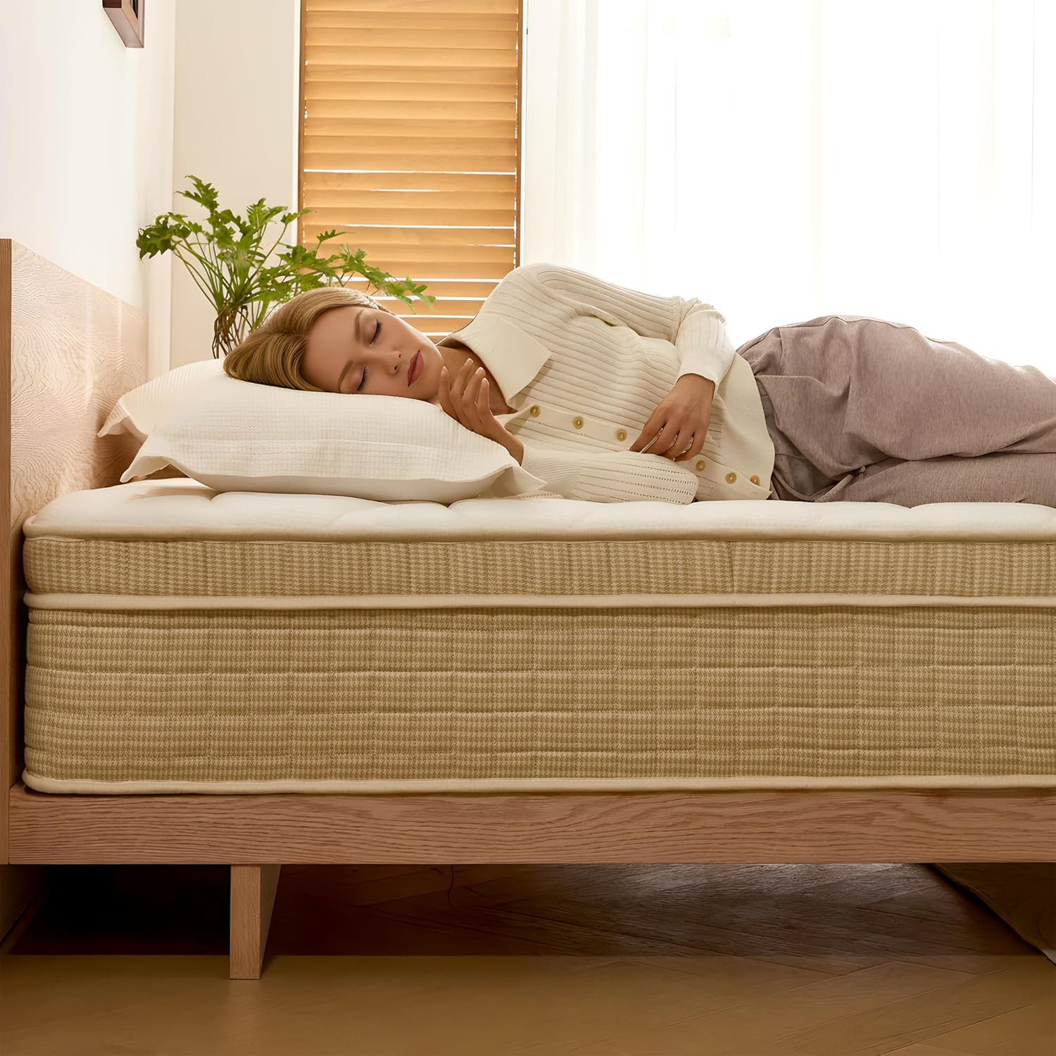 14 Inch Full XL Hybrid Mattress in a Box, Medium Firm with Cooling Gel Memory Fo