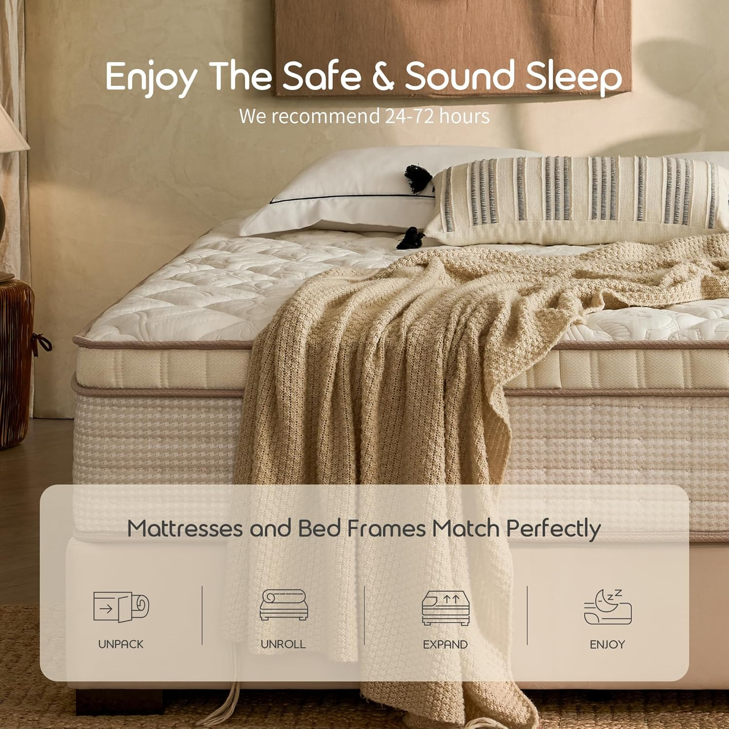 12 Inch Full XL Mattress Hybrid, Cooling Gel Memory Foam & Pocket Springs, Mediu