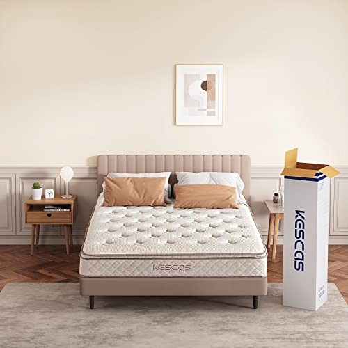 KESCAS 8 INCH MEMORY FOAM HYBRID TWIN MATTRESS, KNITTED FABRIC COVER, WHITE