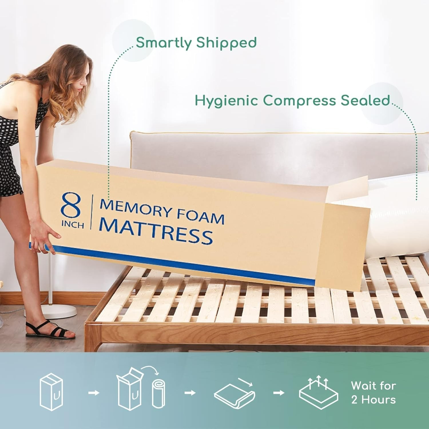 Airdown Twin Mattress, 8 Inch Memory Foam Mattress for Kids, Medium Firm#2678MR8