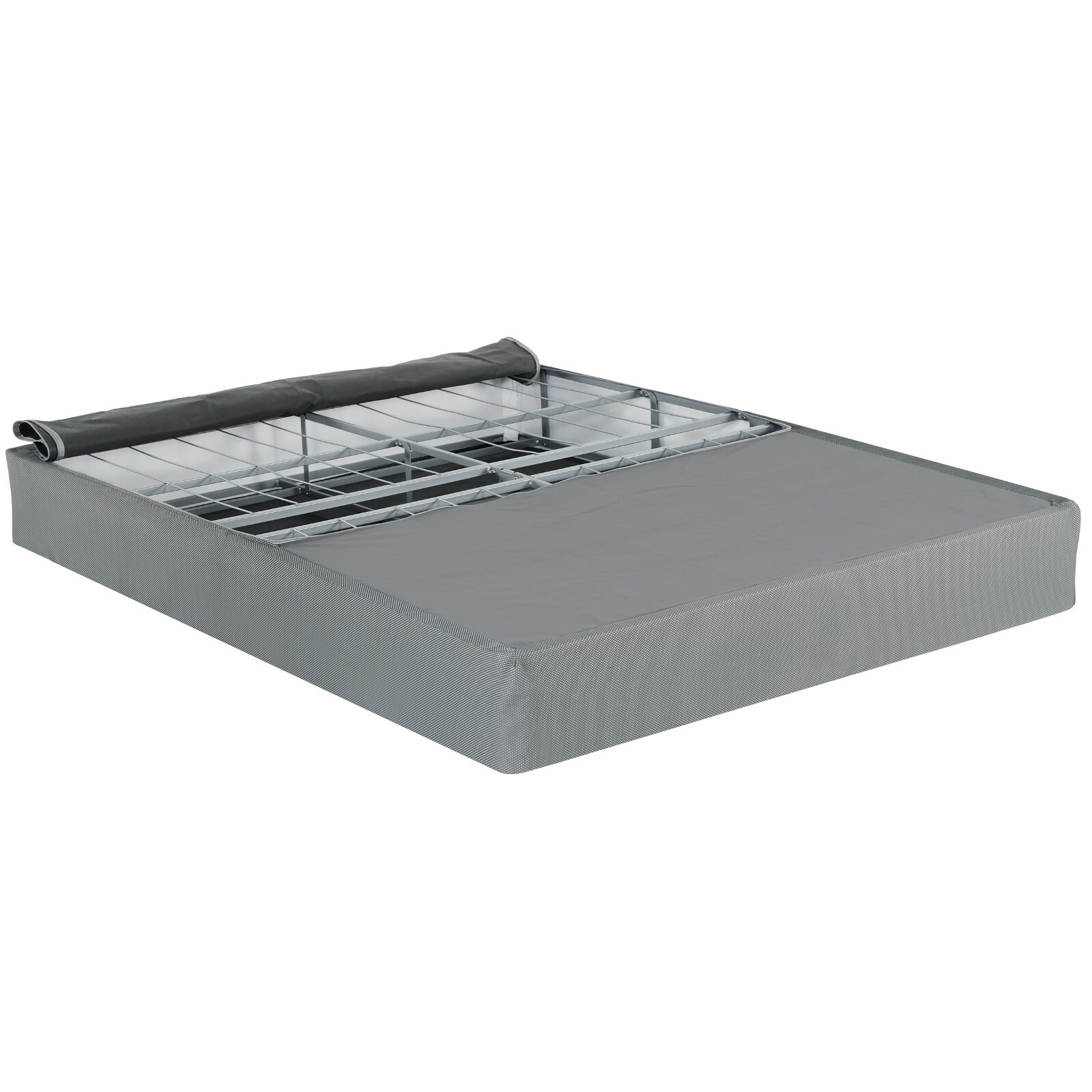 9 in. Foldable Mattress Foundation Box Spring, Queen Size Metal Bed Base, Gray