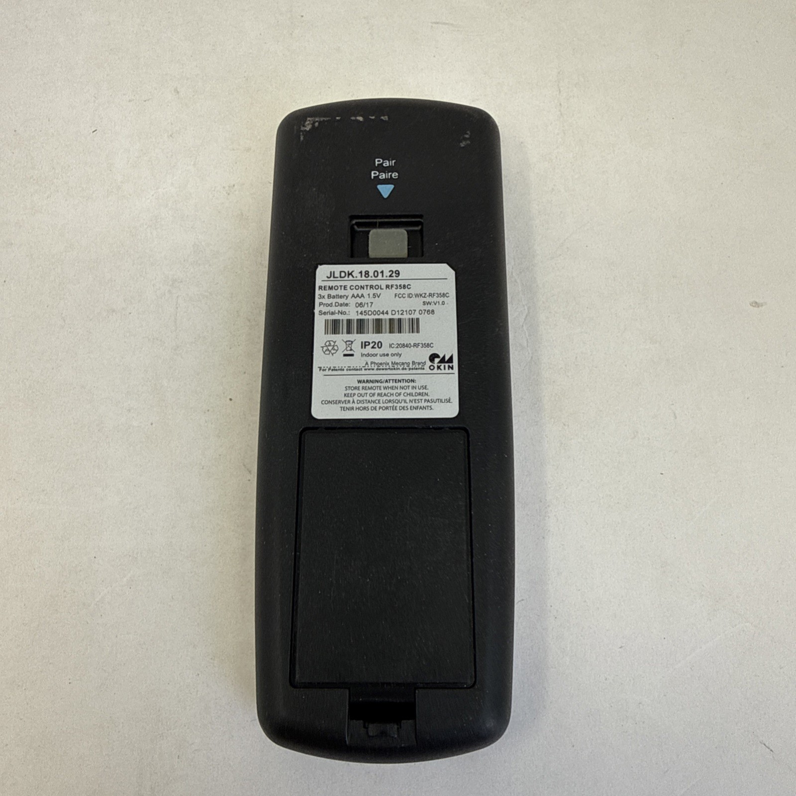 OEM Sealy Ease 1.0 Remote Control RF358C JLDK.18.01.29