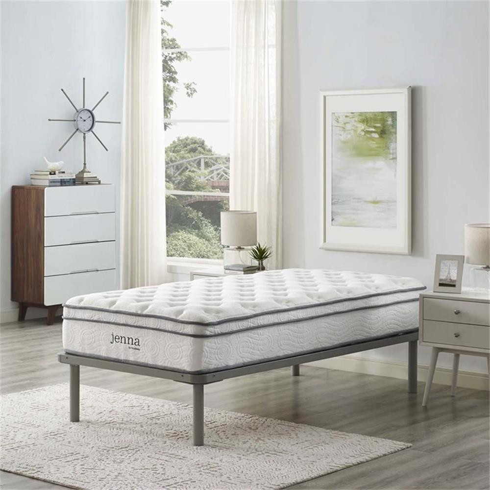 Modway Jenna 10″ Modern Innerspring and Foam Twin Mattress in White