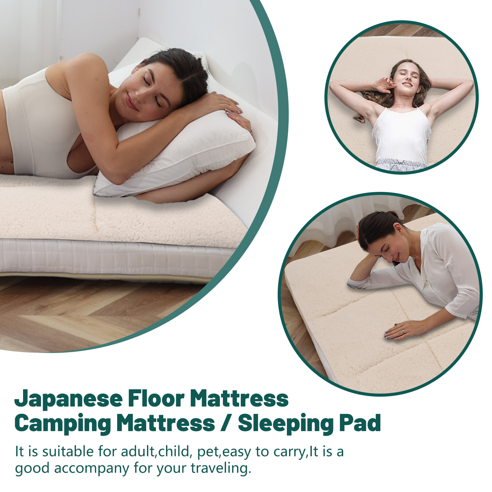 SUNYRISY 4 In Folding Mattress Foldable Sherpa Fleece Mattress 2-Use Tatami Mat