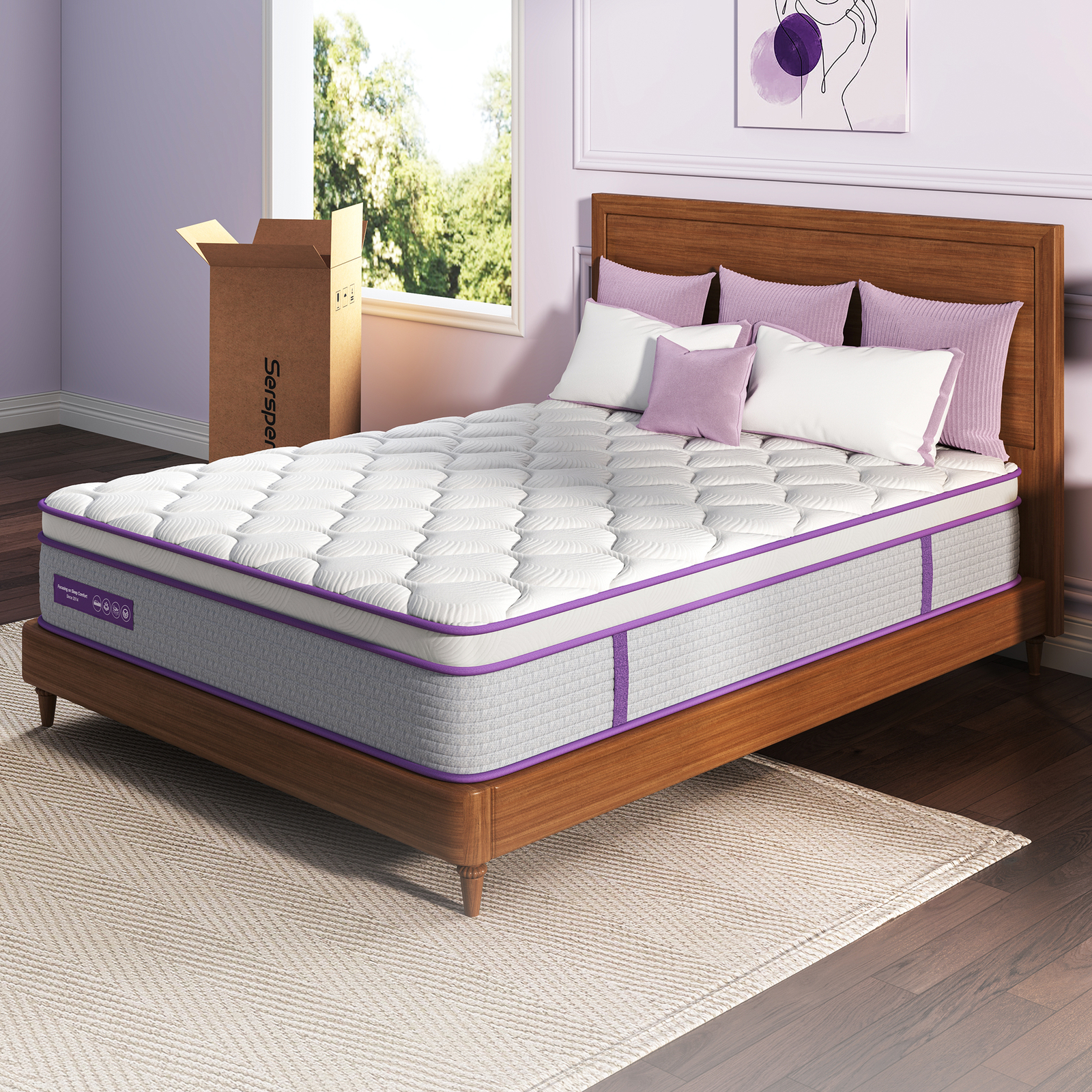 8/10/12 in Pillow Top Memory Foam Hybrid Mattress In A Box, Twin/Full/Queen/King